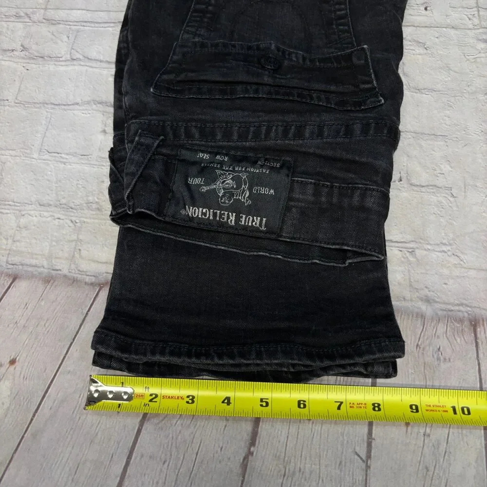 True Religion Men Ricky Relaxed Straight Jeans Size 33x32 Black Denim C124 -5